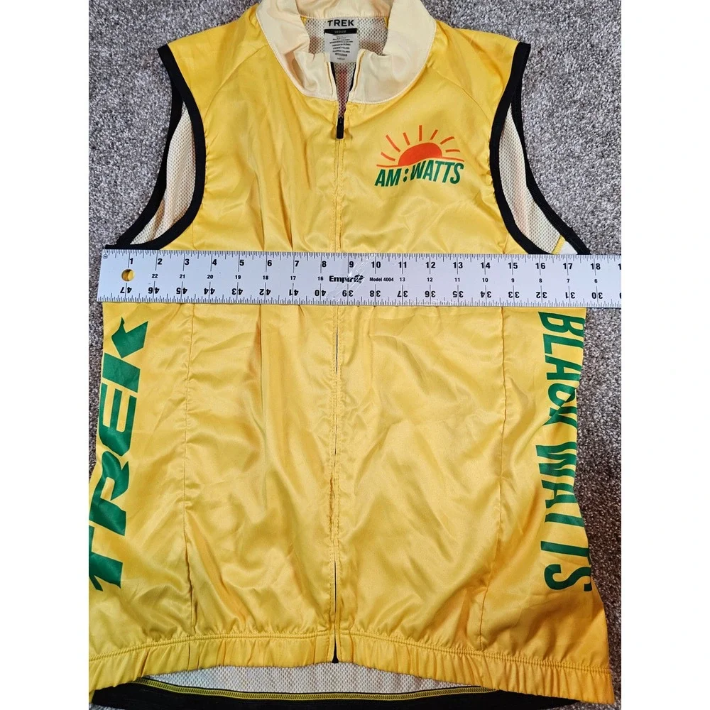 Trek AM:WATTS Cycling Vest Mens Medium Yellow Full Zip Mesh Back Gilet 40949